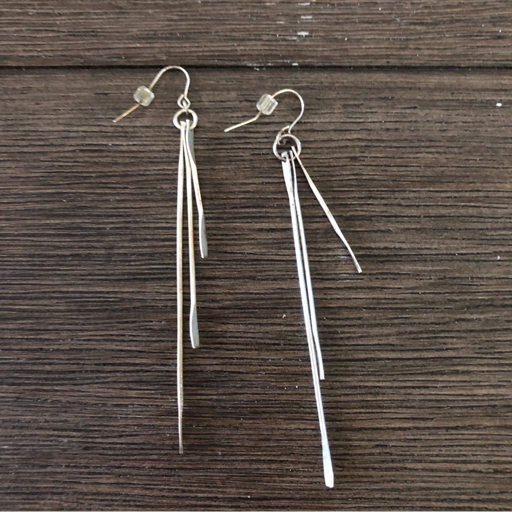 Sliver metal minimalist dangle fishhook earrings